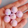Cuentas redondas de acrílico con agujero recto de sirena, bañadas en UV, de 16 mm, con arrugas, sueltas, accesorios de joyería, material de tejido DIY