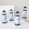 Faro de Lata Oceánico Led Intermitente Decoración Creativa para el Hogar Artesanías de Hierro Faro de Estilo Mediterráneo Decoración