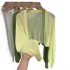 Cárdigan de Punto Chaqueta Pequeña para Mujer Otoño Delgado Holgado Exterior Aire Acondicionado Protección Solar Blusa Chaleco Manga de Linterna Top Corto