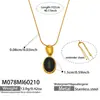 Collar Colgante Misterioso Estilo Francés Retro Ovalado Piedra Ojo de Tigre Ágata Negra Acero Inoxidable 18K Collar Largo