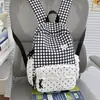 Mochila Xadrez Casual Feminina Doce de Renda Estilo Coreano para Estudantes Universitários Tendência Alta Aparência Grande Capacidade Bolsa Escolar