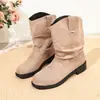 Botas de Salto Grosso Tamanho Grande para Comércio Exterior Femininas Outono/Inverno 2026 Corte em V Botas Curtas de Tornozelo Estilo Cowboy Ocidental Femininas Europeu Americano