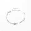 Pulsera de plata de ley S925 ligera de lujo con microdiamantes y flores pequeñas para mujer, con costuras frescas de verano, diseño geométrico, joyería de mano abierta