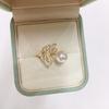 Anillo de perla de agua dulce natural brillante de luz fuerte Zhuji, anillo de apertura ajustable con mariposa de circonita micro engastada, venta al por mayor