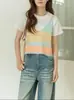 Camisola de Punto con Bloques de Color Inspirada en el Diseño "Orange Light Flow Weave" para Mujer, Top sin Mangas para Superponer Verano 2026