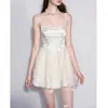Novo vestido com alça de renda jacquard com bordado pesado elegante estilo francês, mini vestido de aniversário para meninas