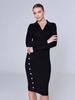 Estilo Europeu e Americano Interior Camisola Vestido de Malha Outono e Inverno Novo Elegante Elegante POLO Pescoço Saia Hip para Mulheres