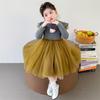 Vestido de Niña Otoño 2025 Nuevo para Niños Gato Kt Falda de Gasa Abullonada Estilo Bebé Primavera y Otoño Estilo Occidental Falda de Princesa