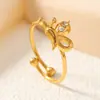 Anillo de Acero de Titanio Anillo de Mariposa Anillo para Dedo Índice que No se Desvanece para Mujeres Elegante de Moda Nuevo Modelo Que No se Desvanece Prueba Real Anillo Calificado Transfronterizo