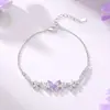 Roda-gigante nicho design de luxo alto padrão joias para mulheres atacado prata de lei s925 cravejado com zircônia roxa pulseira de flor de glicínia