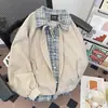 Chaqueta de solapa falsa de dos piezas para hombre, estilo primavera y otoño, marca trendy americana, chaqueta de béisbol holgada casual genial, negra