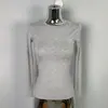 Camisa Base Feminina de Manga Longa, Slim-Fit, Sexy, Feminina, Simples, Versátil, Básica, Moda Dongdaemun Coreana