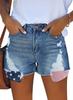 Amazon AliExpress WISH estación independiente populares elásticos con bolsillos rasgados estampados Shorts de mezclilla para mujer