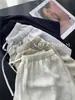 Pantalones Cortos de Lino Estilo Old Money para Verano 2026 con Cintura Elástica y Cordón, Pantalones Casuales de Pierna Ancha de Corte A de Cintura Alta para Mujer