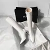 Botas altas negras de tacón fino y punta fina estilo coreano 2026, botas elásticas sexys para mujer por encima de la rodilla con cremallera lateral