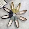 Sapatos femininos de camada única com sola macia, novos mocassins de malha respirável com bico quadrado e cano baixo, pretos, primavera e verão 2023