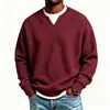 Europa Transfronteriza Otoño Nuevo Color Sólido Tejido Waffle Sudadera con Capucha Henley para Hombre Holgada Casual Moderna Versátil Ropa para Hombre Camiseta