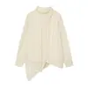 AliExpress Comércio Exterior 2026 Outono Novo Estilo Amazon Estilo Francês Design Elegante Camisa com Ombreiras Plissada Assimétrica