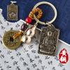 Latón Doce Signos del Zodíaco Ocho Deidades Guardianas Buda Llavero Bolso Colgante para Llave de Coche Adorno Auspicioso Regalo