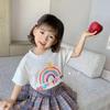 Camiseta Infantil Manga Corta Estampado de Dibujos Animados 100% Algodón Top Lindo Estilo Occidental Camiseta Básica Infantil Ropa Infantil Verano 2022