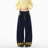 Calça de Moletom Xadrez Color Block Retrô Americana Outono Inverno Unissex Perna Larga Solta Versátil Tendência 2025 Nova Calça Esportiva