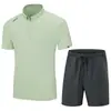 [S-9XL] Traje Deportivo de Camisa Polo de Seda Helada para Hombre Verano Ligero Transpirable Secado Rápido Camiseta de Manga Corta Pantalones de Cinco Cuartos