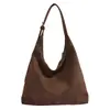 Bolsa Tote Grande de Camurça Retrô de Alta Qualidade Novo Estilo de Inverno Textura Tecida à Mão Ombro Único Subarmário Transversal