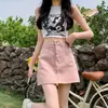 Saia Midi Jeans Rosa Sujo Feminina Verão 2024 Nova Emagrecedora Pequena Linha A Anti-andar Saia de Quadril