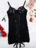 Body de lingerie transparente com costas nuas, estilo europeu e americano, com aro, push-up e um design sexy e sedutor, perfeito como camisola