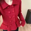 Cardigan de malha dupla com lapela, estilo Chanel, para primavera, outono e inverno, feminino, elegante e afina a silhueta, casaco curto