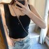 Top de Tirantes Tejido sin Mangas de Base Interior Corto Estilo Hong Kong para Mujer Primavera y Verano Ropa Exterior Ajustada Básica Chaleco de Chica Caliente