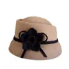 Feng Shui Xiaoxiang Bola de Visón Camelia Sombrero de Pescador Sombrero de Fieltro de Lana Australiana para Niños Sombrero de Cuenca Francés Cúspide Cóncava Sombrero de Copa Tendencia