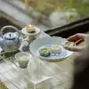 Soporte para Tetera Cerámico Azul Floral Estilo Japonés Pintado con Tinta de las Dinastías Tang y Song, Accesorios para Juego de Té Kung Fu, Bandeja Seca para Té Casera, Bandeja Multifuncional para Té y Bocadillos