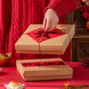 Caixa de Embalagem de Ano Novo, Caixa de Presente de Feriado, Sacola Vazia de Papel Kraft, Pastel de Gema de Ovo, Pastéis Estilo Chinês com Grade Seis-Nove, Novo Modelo 2026