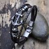 Pulseira de Âncora de Liga Cruzada da Temu Mais Vendida, Pulseira de Couro Trançado Personalizada, Pulseira Masculina com Fivela Multicamadas Atacado