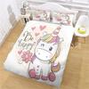 Juego de Ropa de Cama con Estampado de Unicornio Arcoíris de Dibujos Animados de Dos, Tres o Cuatro Piezas, Funda Nórdica, Tejido Cepillado de Moda