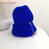 Gorro de lana con aros para mujer, estilo hip hop, de otoño e invierno, con borde perforado y piel de melón, tejido a mano, para hombre y mujer.