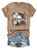 Amazon eBay tienda independiente casual elegante mujer nuevo calavera pintura al óleo floral algodón manga corta camiseta para exportación
