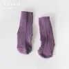 Calcetines de Algodón Clase A para Niños y Niñas de Primavera y Otoño, Calcetines de Caña Media de Color Sólido, Calcetines Holgados para Bebé