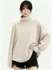 Sudadera Beige Personalizada 2026 de Cuello Alto para Mujer, Holgada, Estilo Perezoso, Sencilla, Casual, Versátil, Top de Primavera y Otoño