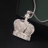Cadena de suéter de corona de diamantes de acero inoxidable hip hop europeo y americano cadena cruzada de comercio exterior venta caliente de nicho lujo ligero avanzado collar KING
