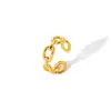 Anel de corrente de aço titânio estilo ins da Amazon, coroa de corrente, anel de aço inoxidável banhado a ouro de forno 18K, atacado