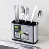 Palitos de Aço Inoxidável, Porta-Faca, Prateleira de Armazenamento para Palitos e Talheres, Porta-Faca e Organizador de Talheres Multifuncional de Aço Inoxidável para Casa