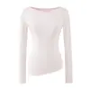 Camiseta de Manga Larga con un Hombro Estilo Puro Deseo Otoño Nueva Moda Versátil Ajuste Delgado Color Sólido Top Básico Chica Atractiva Mujer