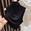 Procesamiento PersonalizadoCuello ApiladoCuello FalsoChaleco de Punto sin Mangas Top de Capa Base para Mujer Fuente OEM/ODM