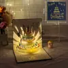 Novo Cartão de Cumprimentos 3D Musical com Luzes e Estampa Dourada para Aniversário Escultura de Papel Presente Criativo Cartão de Bênção de Feriado Venda por Atacado