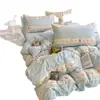 2025 Nuevo Estilo Ins Sensación de Viento y Nube Agradable a la Piel Doble Capa de Gasa Uso en Casa Dormitorio Suave Juego de Cuatro Piezas Más Vendido en Xiaohongshu Flor