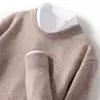 Suéter de lana gruesa para hombre, cuello redondo, manga larga, informal, de negocios, sencillo, holgado, combinable, de punto, para uso exterior, camisa base