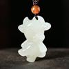 Colgante del zodiaco de jade blanco afgano para hombre y mujer, colgante Yu Pei Benmingnian, cadena de lana, vendido como regalo, jade