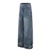 L838 Jeans Masculino Reto Solto Estilo High Street Americano Unissex Lavado Retro de Alta Qualidade com Design de Padrão de Raio